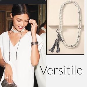 Stella & Dot Dot Mara Pearl Necklace metal tassels